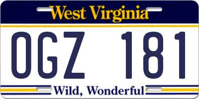 WV license plate OGZ181