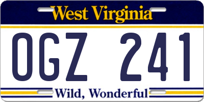 WV license plate OGZ241
