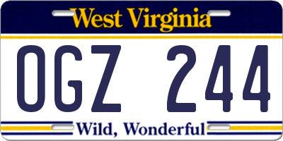 WV license plate OGZ244