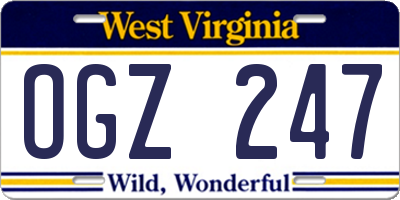 WV license plate OGZ247