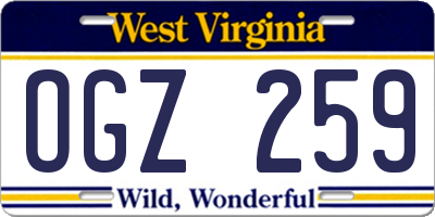 WV license plate OGZ259