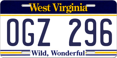 WV license plate OGZ296