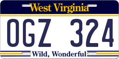 WV license plate OGZ324