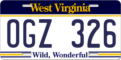 WV license plate OGZ326