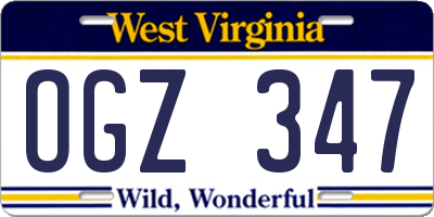 WV license plate OGZ347