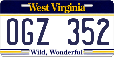 WV license plate OGZ352