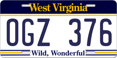 WV license plate OGZ376