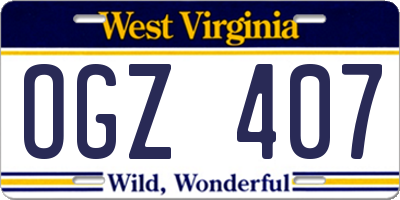 WV license plate OGZ407