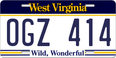 WV license plate OGZ414