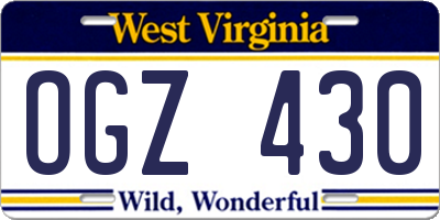 WV license plate OGZ430