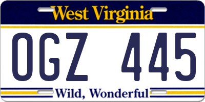 WV license plate OGZ445