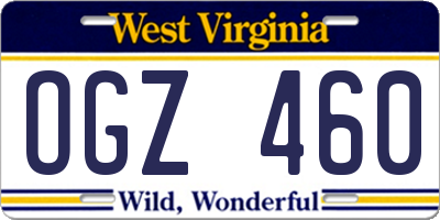 WV license plate OGZ460