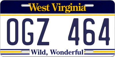 WV license plate OGZ464