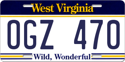 WV license plate OGZ470