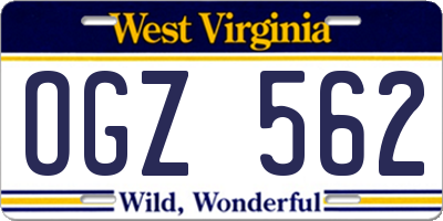 WV license plate OGZ562