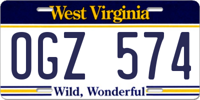 WV license plate OGZ574