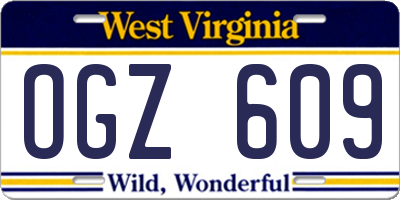 WV license plate OGZ609