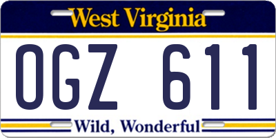 WV license plate OGZ611