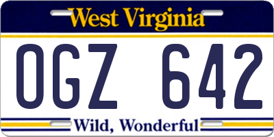 WV license plate OGZ642