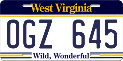 WV license plate OGZ645
