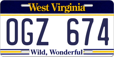 WV license plate OGZ674