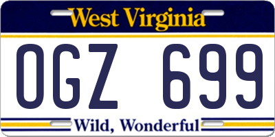 WV license plate OGZ699