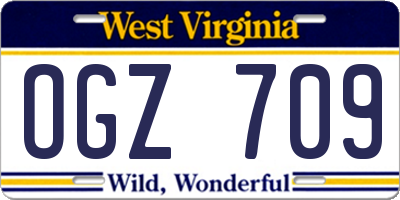 WV license plate OGZ709