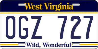 WV license plate OGZ727