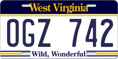 WV license plate OGZ742