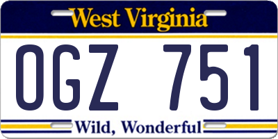 WV license plate OGZ751