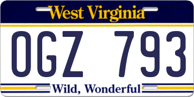WV license plate OGZ793