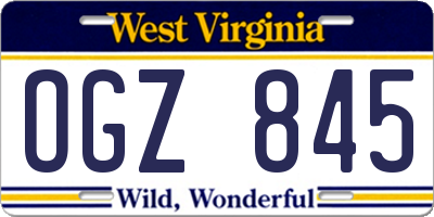 WV license plate OGZ845