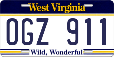 WV license plate OGZ911