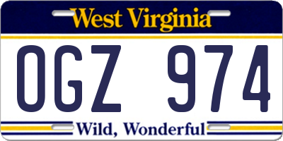 WV license plate OGZ974