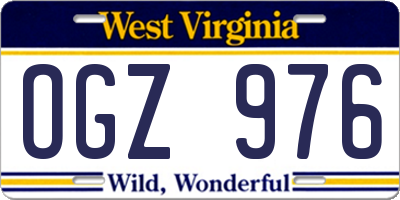 WV license plate OGZ976