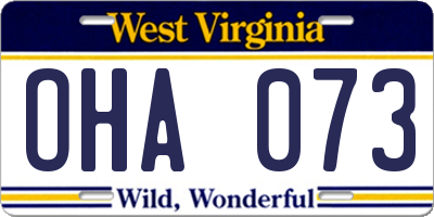 WV license plate OHA073