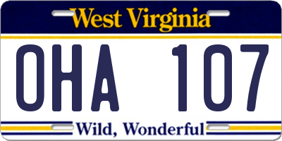 WV license plate OHA107