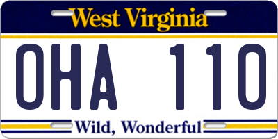 WV license plate OHA110