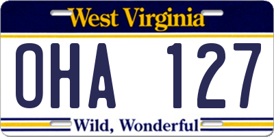 WV license plate OHA127