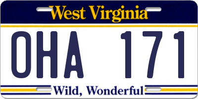 WV license plate OHA171