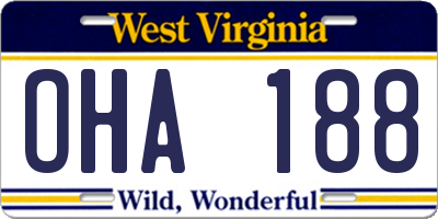 WV license plate OHA188