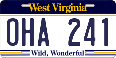 WV license plate OHA241