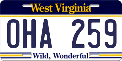 WV license plate OHA259