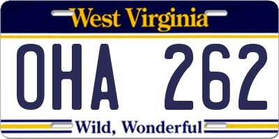 WV license plate OHA262