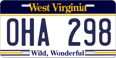 WV license plate OHA298