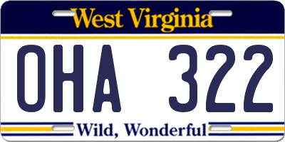 WV license plate OHA322