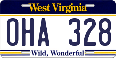 WV license plate OHA328