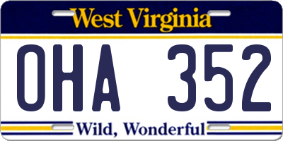 WV license plate OHA352