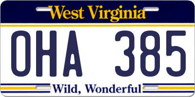 WV license plate OHA385