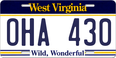 WV license plate OHA430
